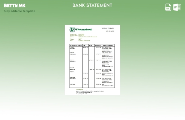 модерен стил Виетнам Vietcombank банка извод шаблон ексел